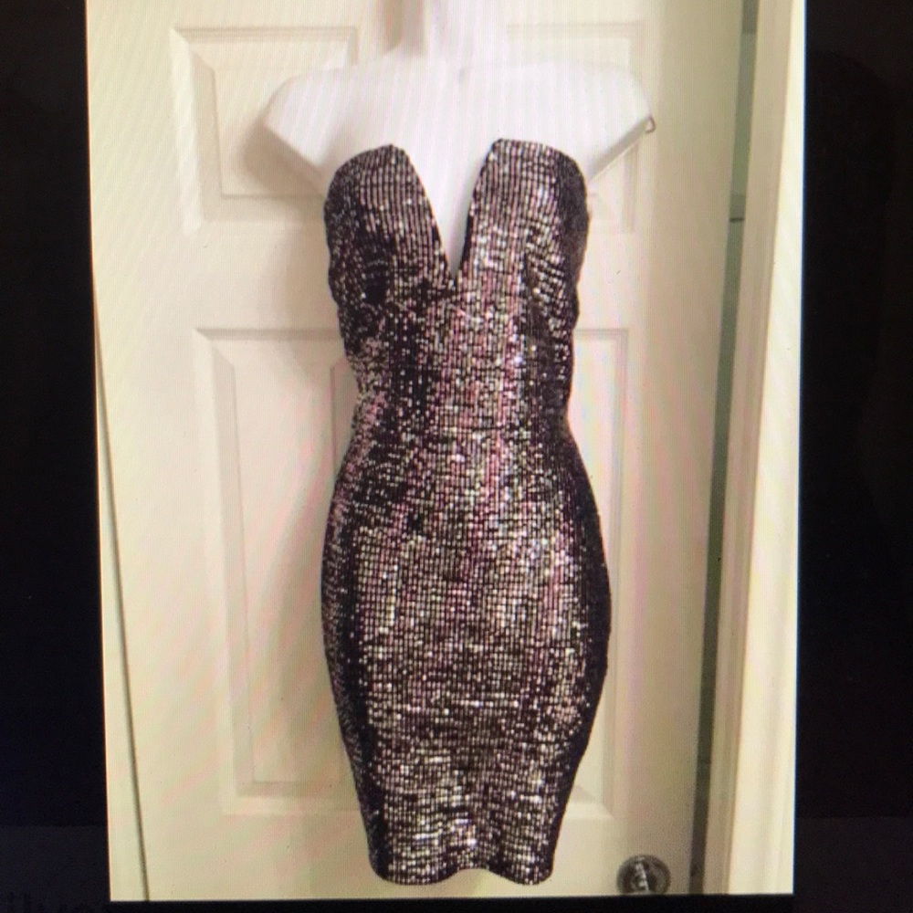 Windsor Black and Silver Sequins mini Dress